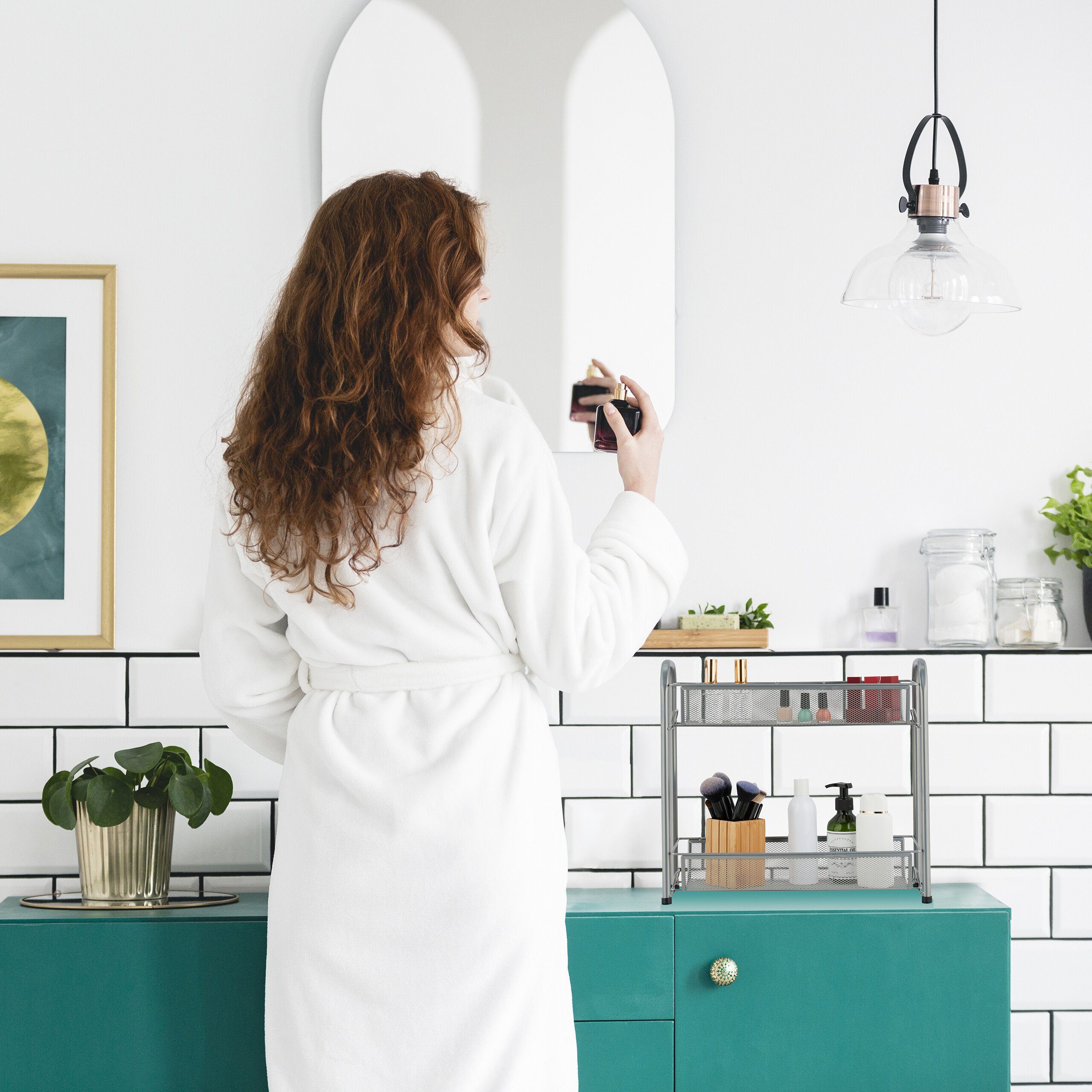 relaxdays Gewürzregal Metall Gewürzregal mit 2 Ablagen, Schwarz