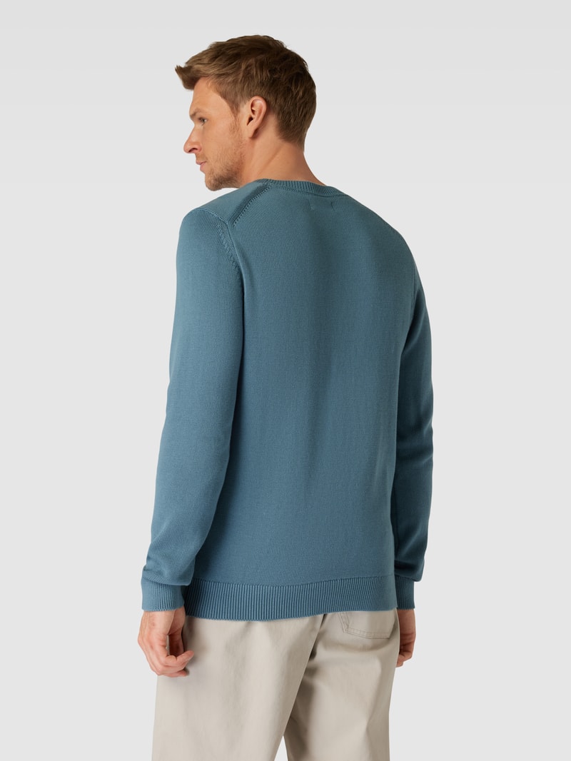 Strickpullover mit Label-Stitching in rauchblau