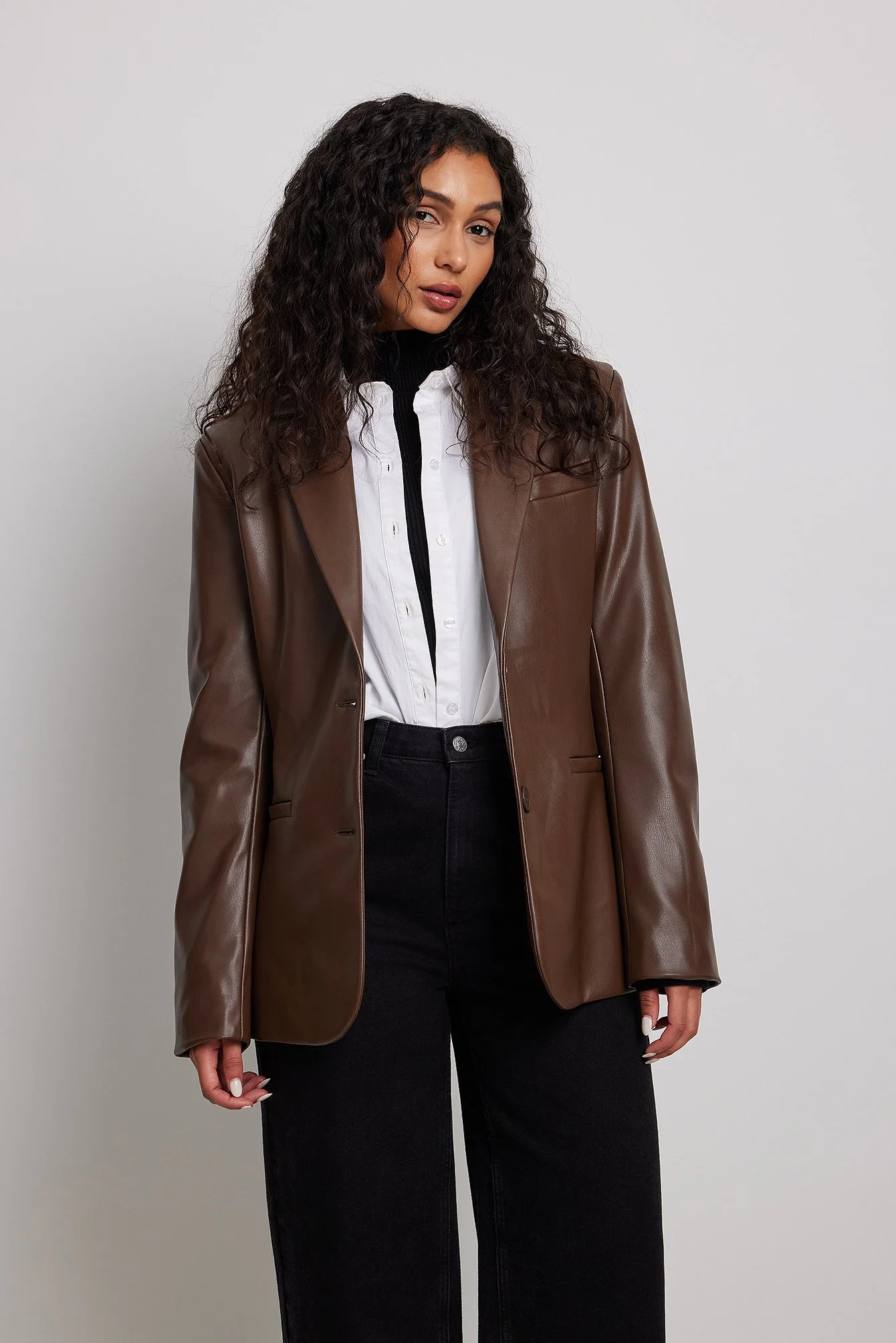 Übergroßer PU-Blazer