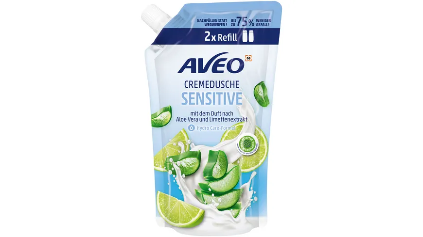 AVEO Cremedusche Sensitiv Aloe Vera & Limettenextrakt Nachfüllbeutel 600 ml