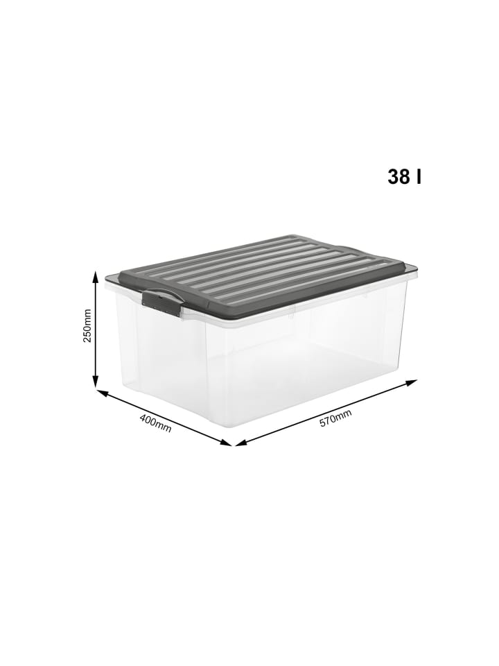Rotho Compact 3er-Set Aufbewahrungsbox 38l mit Deckel in Anthrazit günstig kaufen onesize