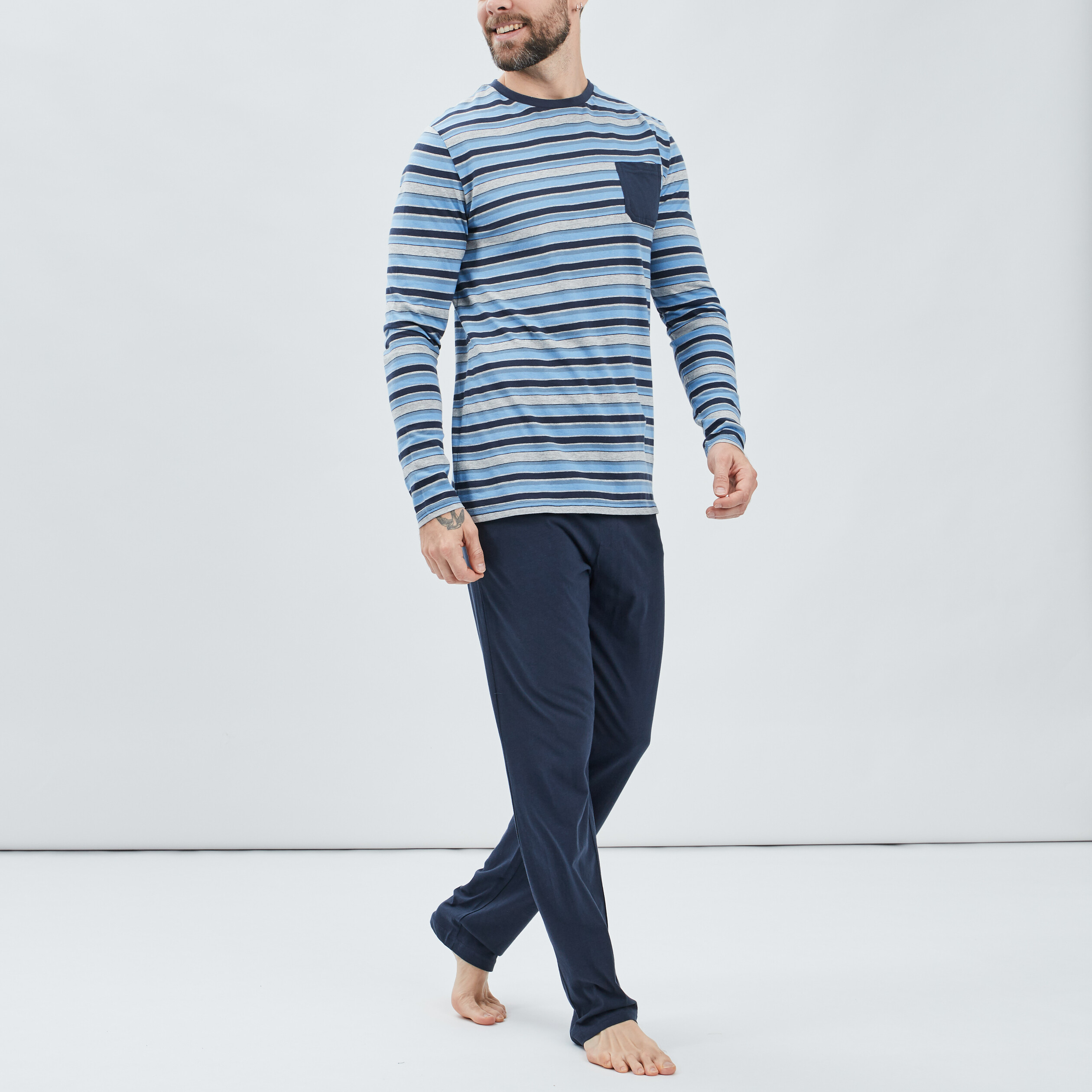 Ensemble pyjama 2 pièces bleu marine homme | La Halle