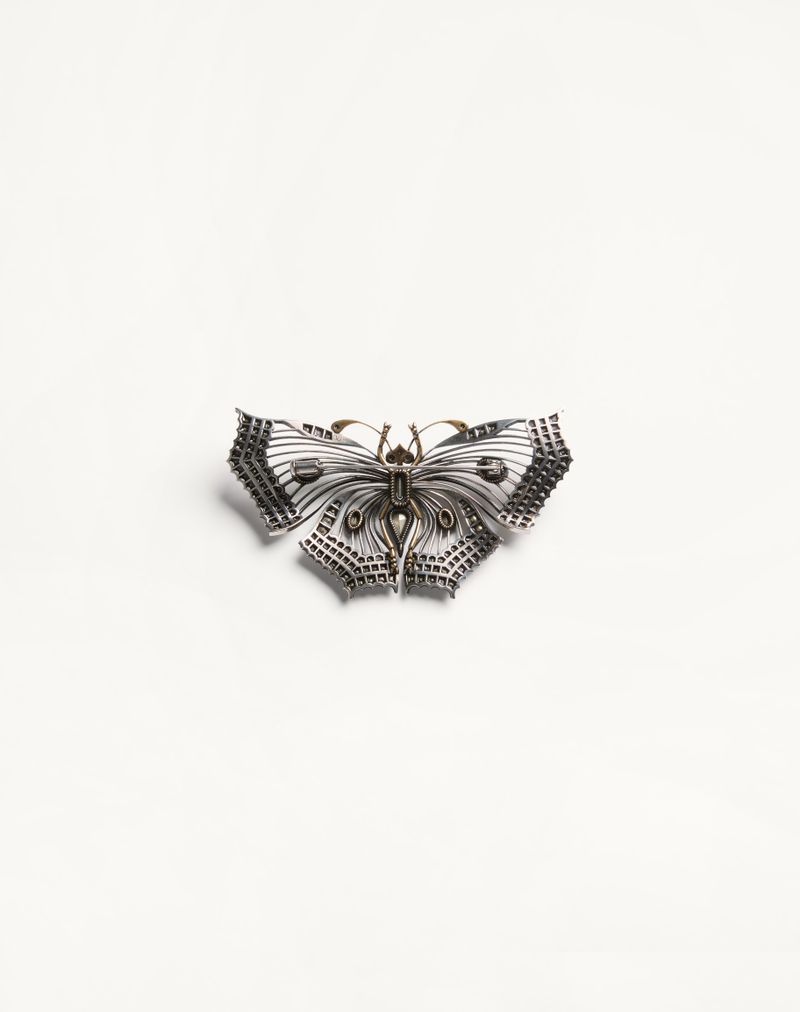 Broche Flutterby em metal e cristal