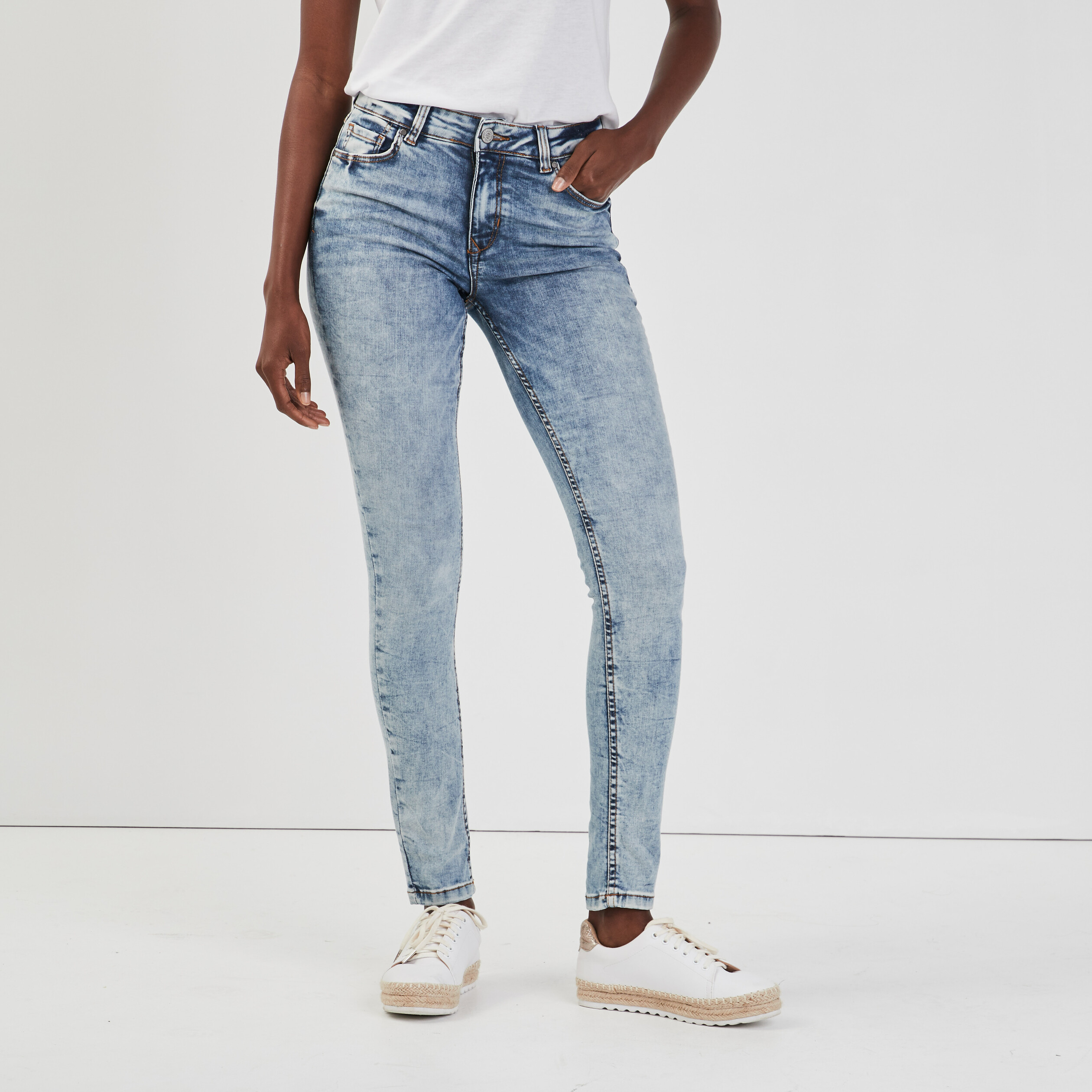 Jeans skinny délavé Creeks denim double stone femme | La Halle