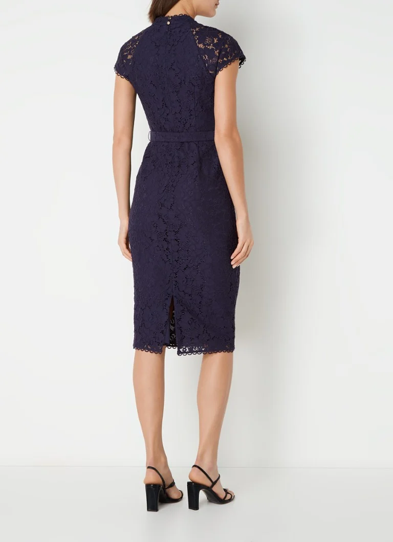 Rochie Phase Eight Aurora din dantelă, bleumarin, mărimea 08