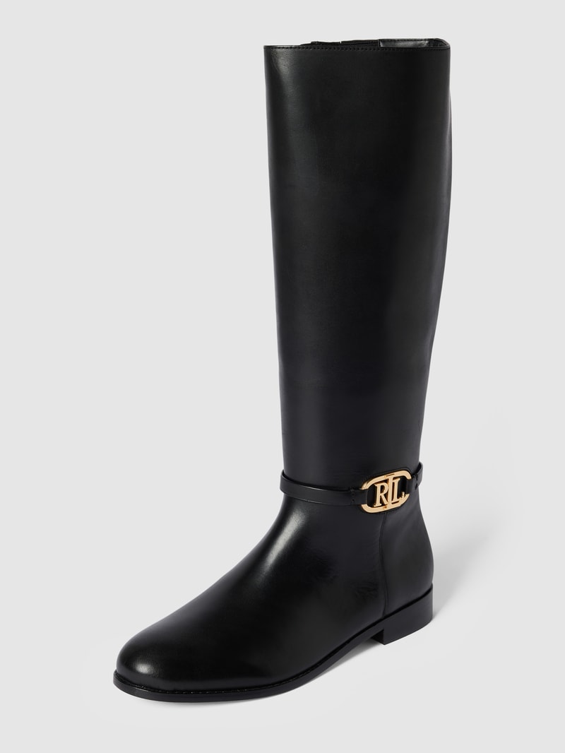Stiefel mit Label-Details Modell 'BRIDGETTE' in schwarz