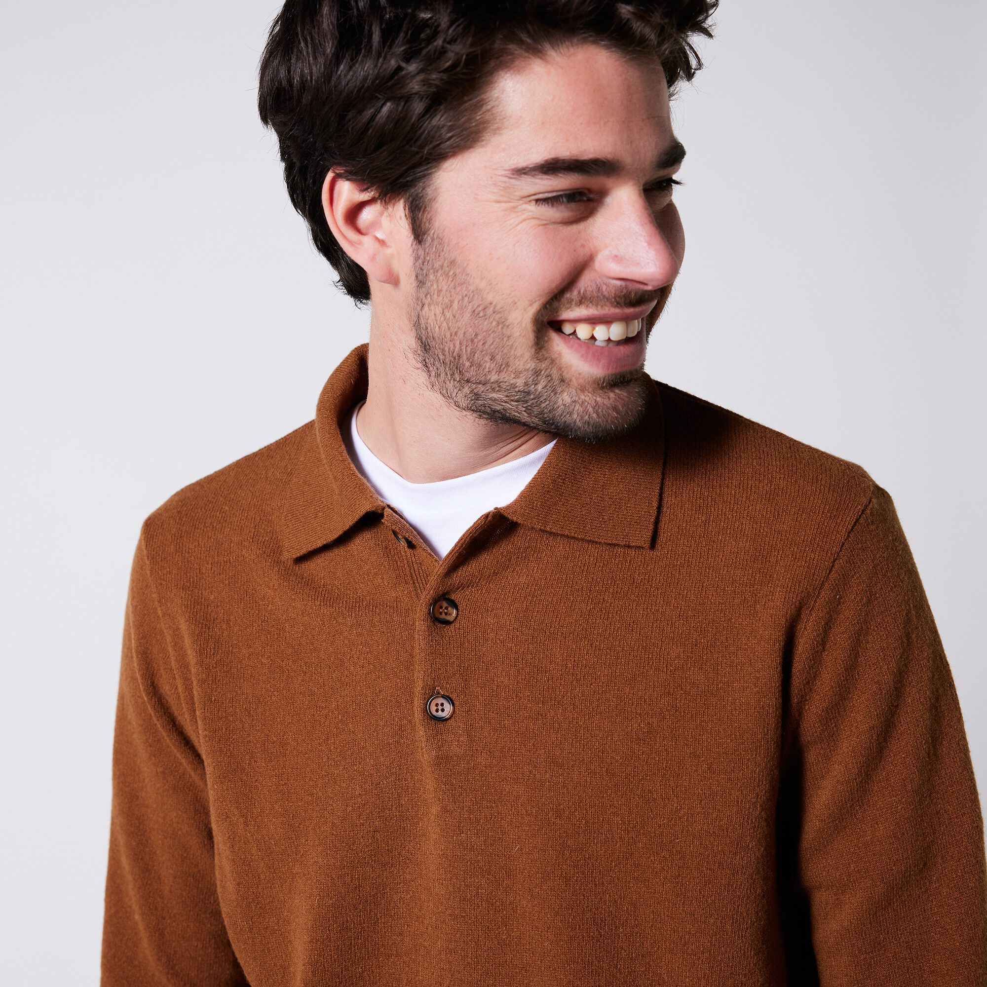 Pull col polo boutonné 80% laine