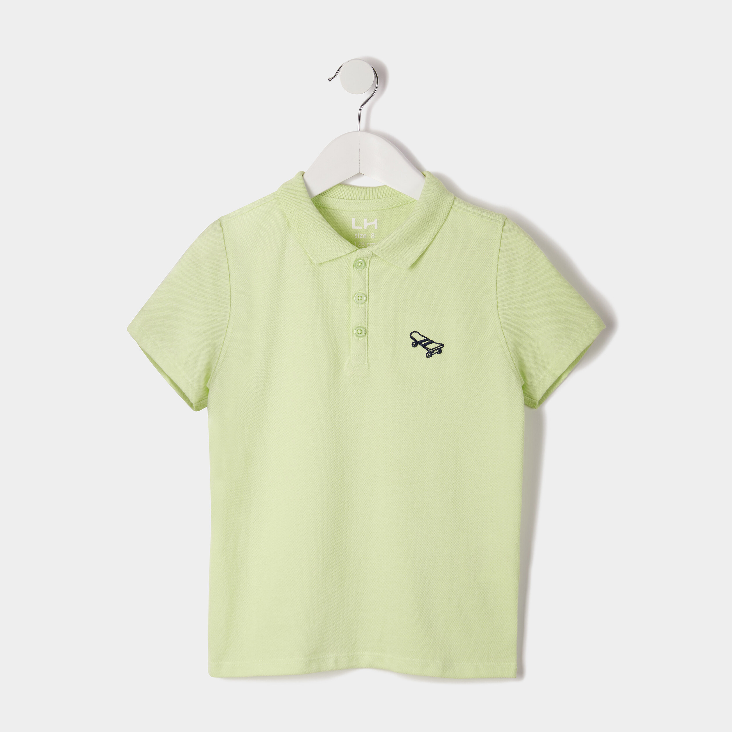 Polo manches courtes à détail brodé vert garçon | La Halle