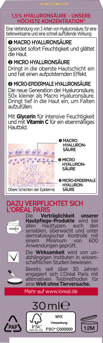 Serum Revitalift Filler + Hyaluronsäure, 30 ml