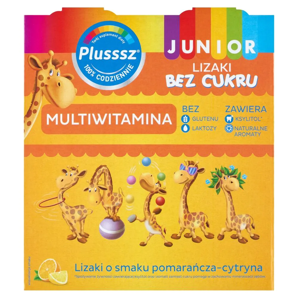 Plusssz Junior Multivitamin Sukkerfri Lollipops, Appelsin-Citronsmag