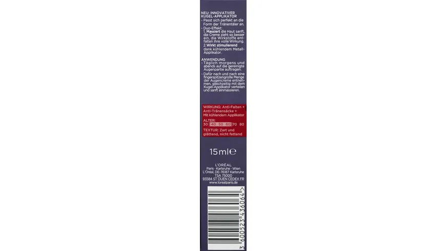 L'Oréal Paris Revitalift Laser X3 Augencreme - Straffende Wirkung für gemilderte Falten und intensive Feuchtigkeit 15 ml