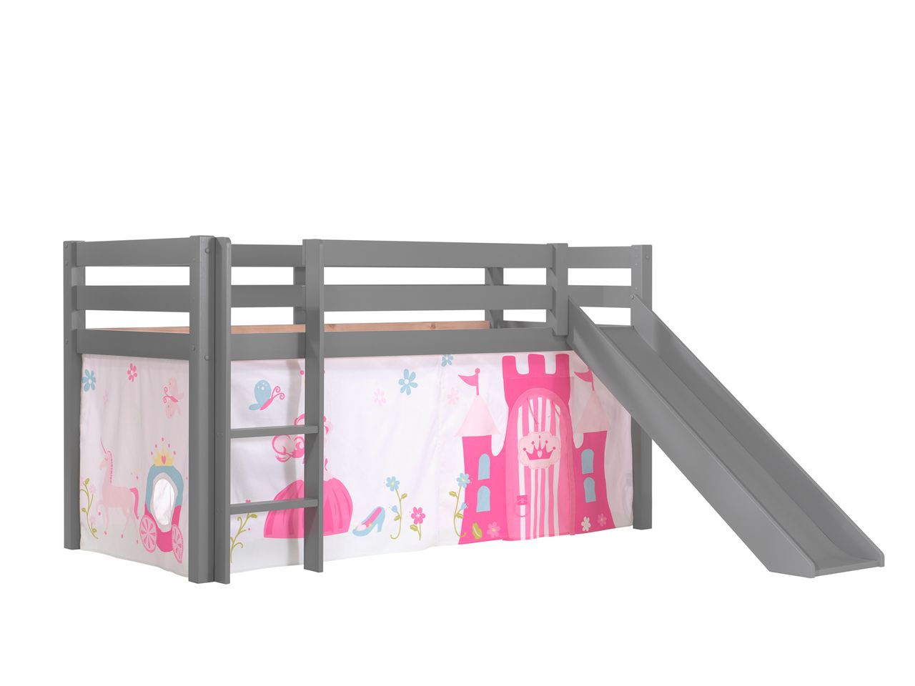 VIPACK Spielbett Pino inkl. Rutsche mit Textilset Vorhang 