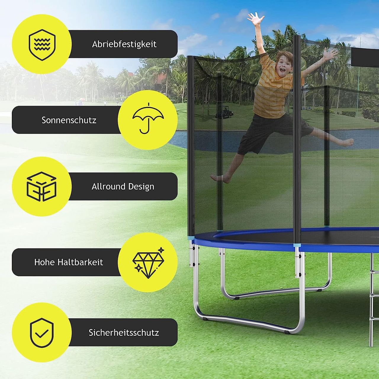 Costway COSTWAY Ø487cm Trampolin Sicherheitsnetz für Gartentrampoline