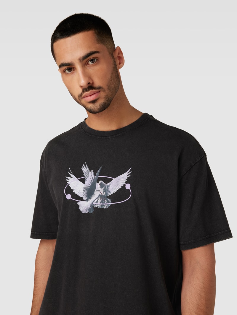 T-Shirt mit Motiv-Print Modell 'VIVE LE LIBERTÉ' in anthrazit