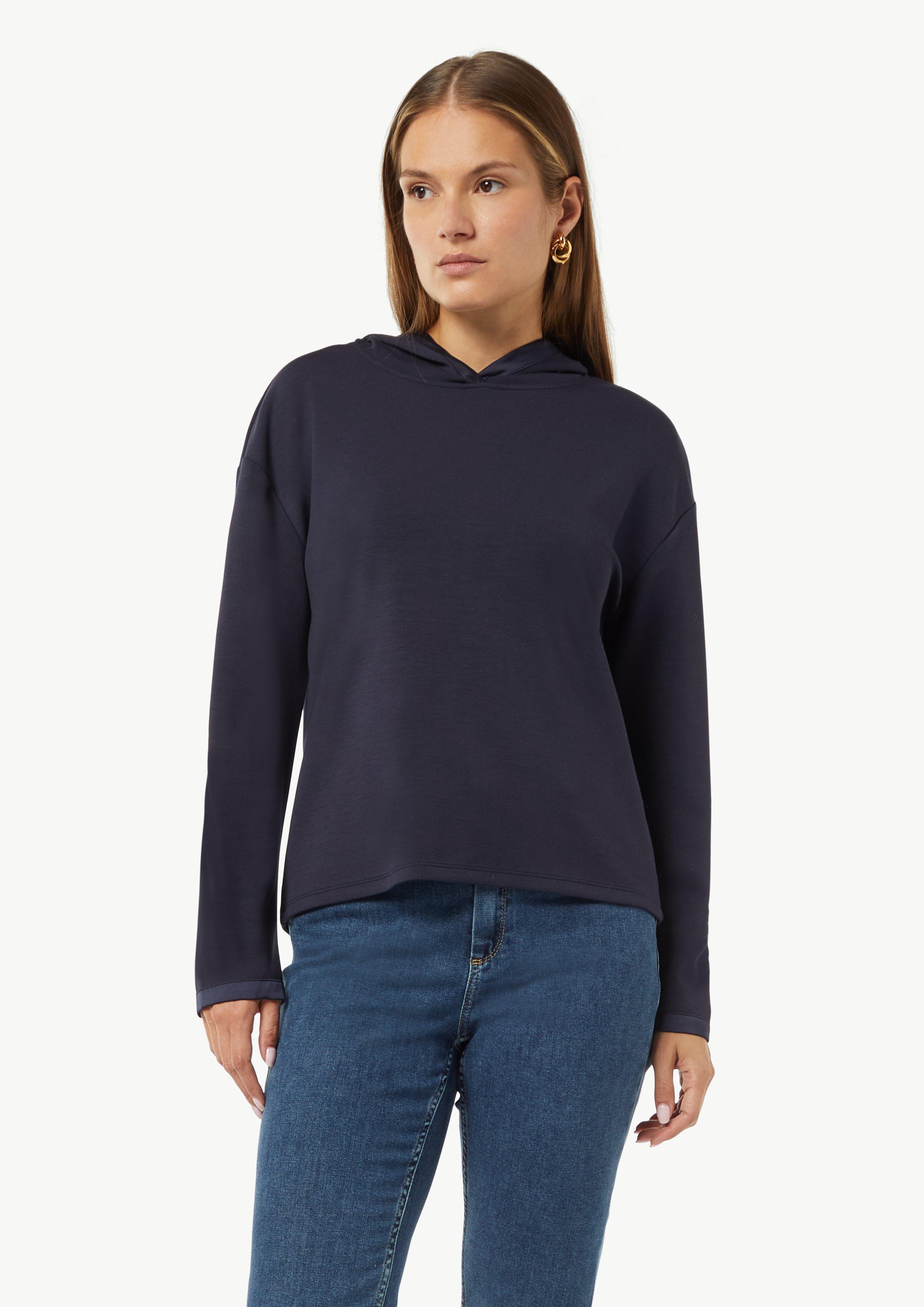 Weiches Kapuzenshirt mit Satin-Details - navy