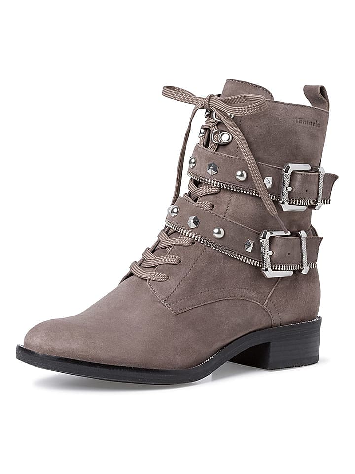 Tamaris Leder-Stiefeletten in Grau günstig kaufen 36