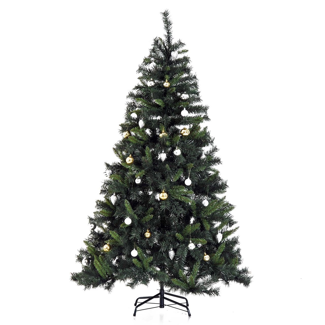 HOMCOM Weihnachtsbaum Tannenbaum mit Deko 200 LEDs 745 Spitzen Ø 112 x H180 cm