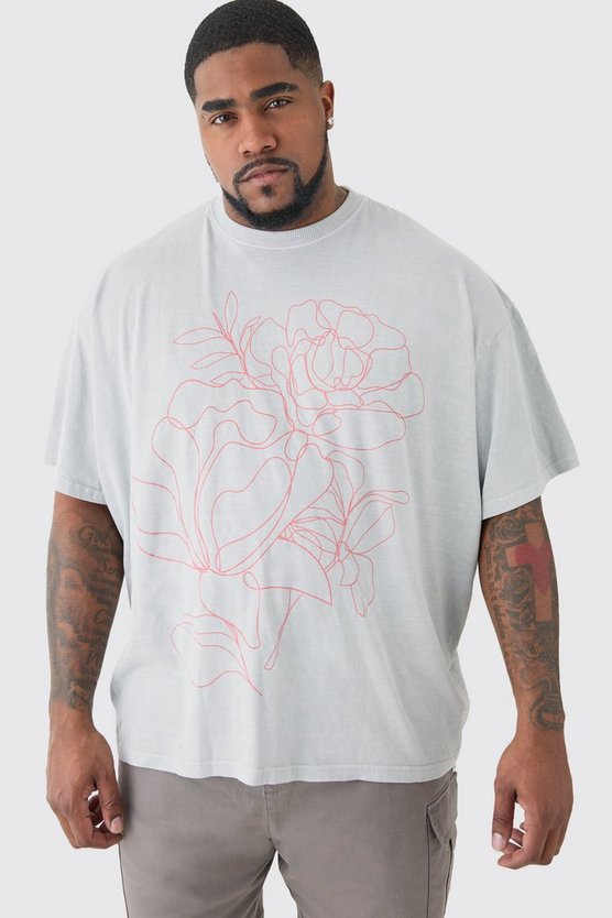 Plus Oversize T-Shirt mit floralem Print