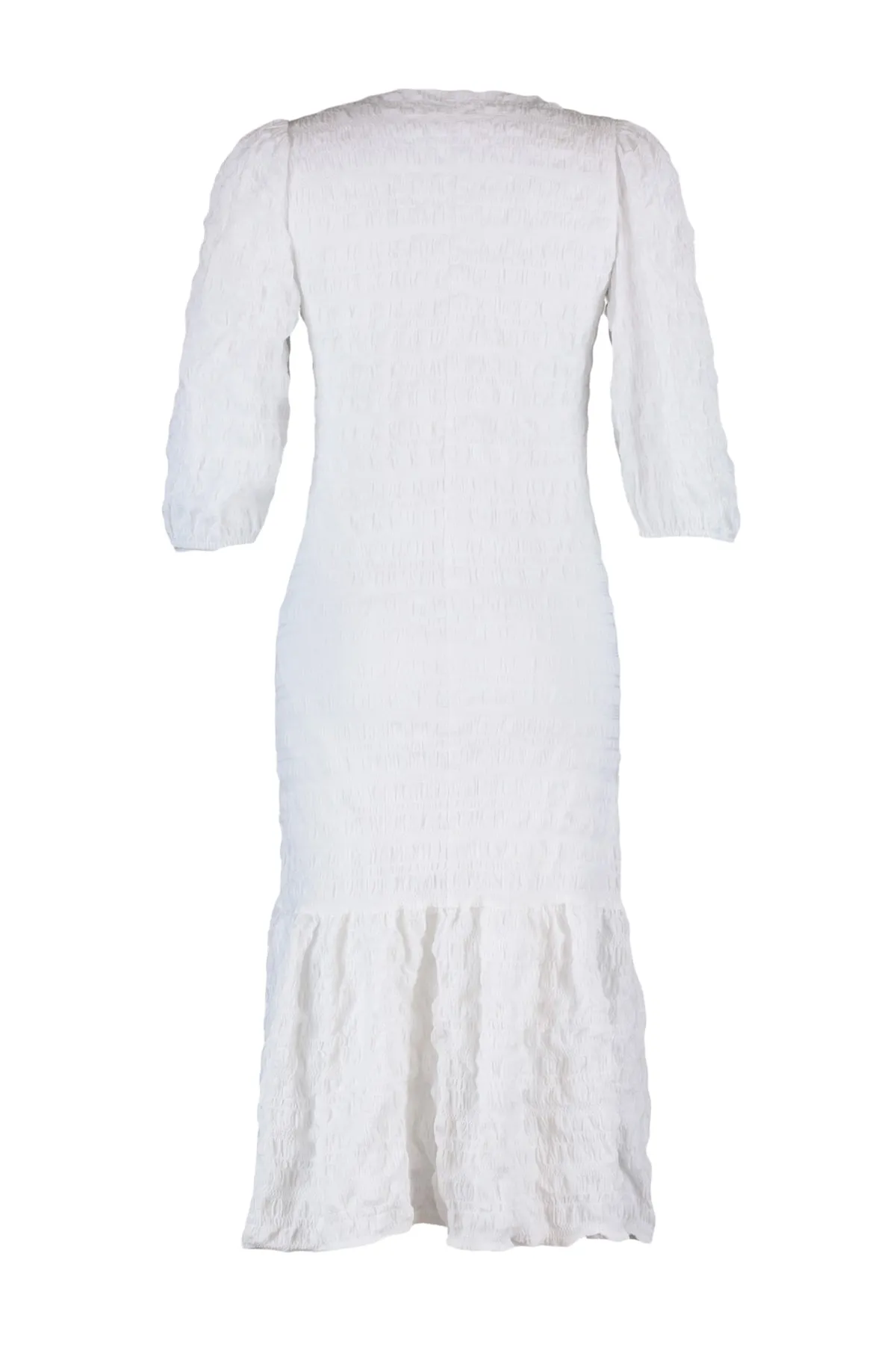 Trendyol Collection  Ecrufarbenes Midi-Hemd aus gewebtem, gefüttertem Stoff, strukturiertes gewebtes Kleid TWOSS21EL1127