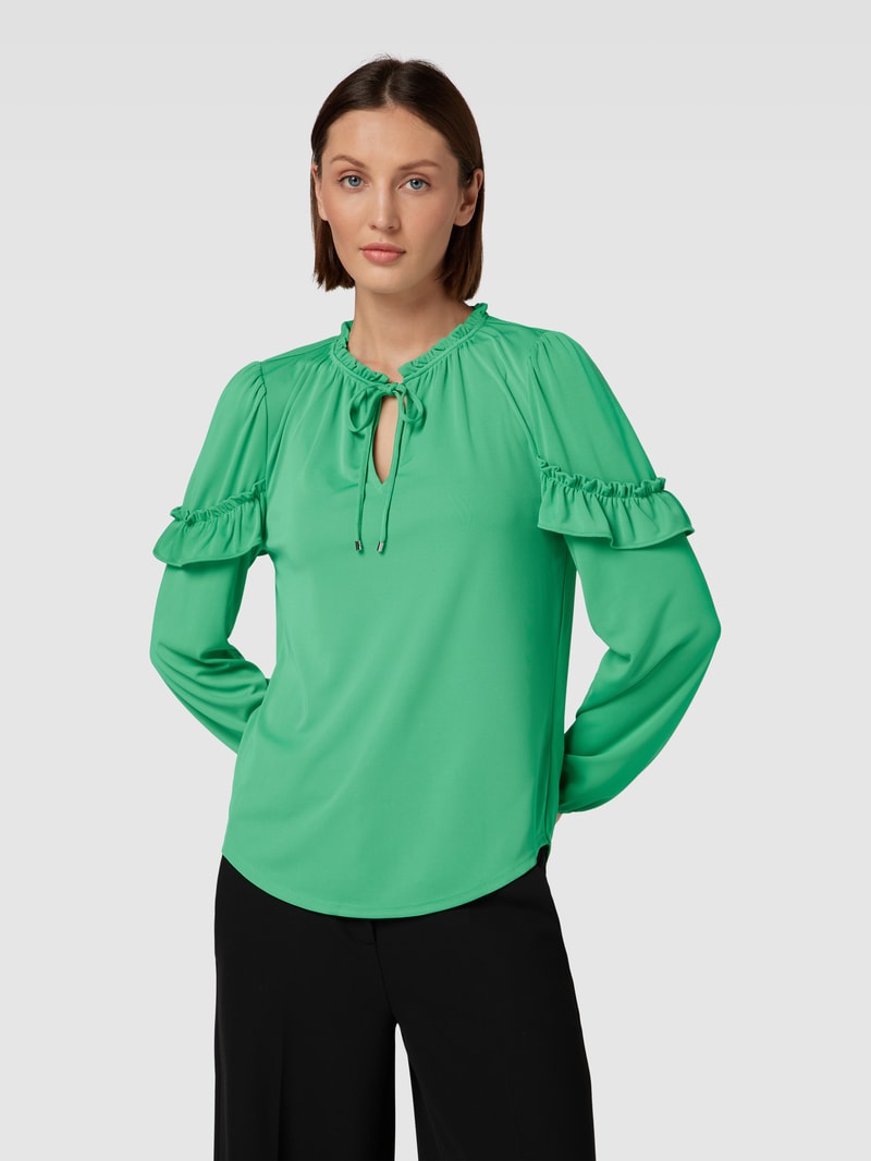 Blusenshirt mit Schlüsselloch-Ausschnitt in grün
