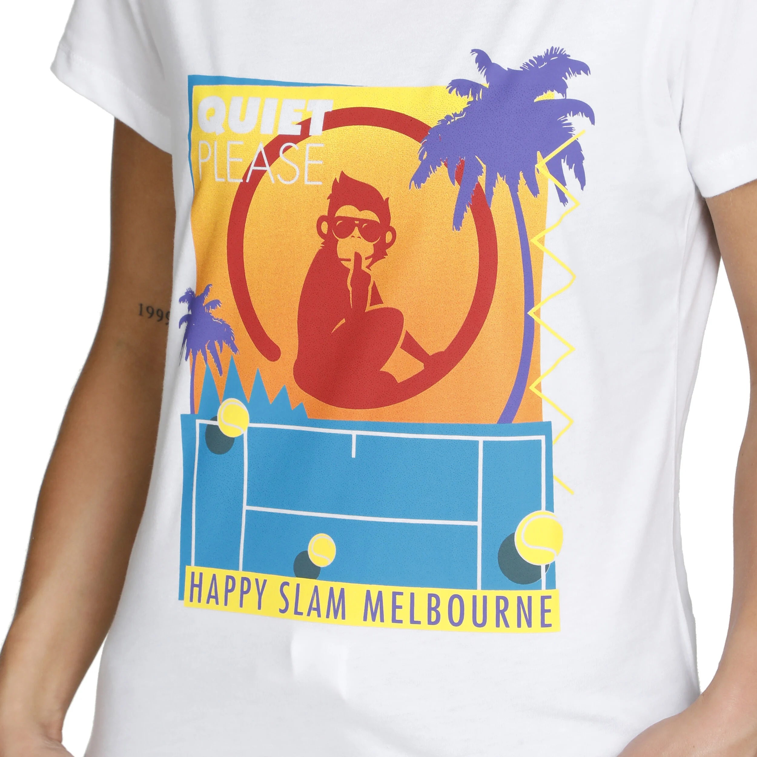 Happy Slam T-Shirt Damen - Weiß, Mehrfarbig