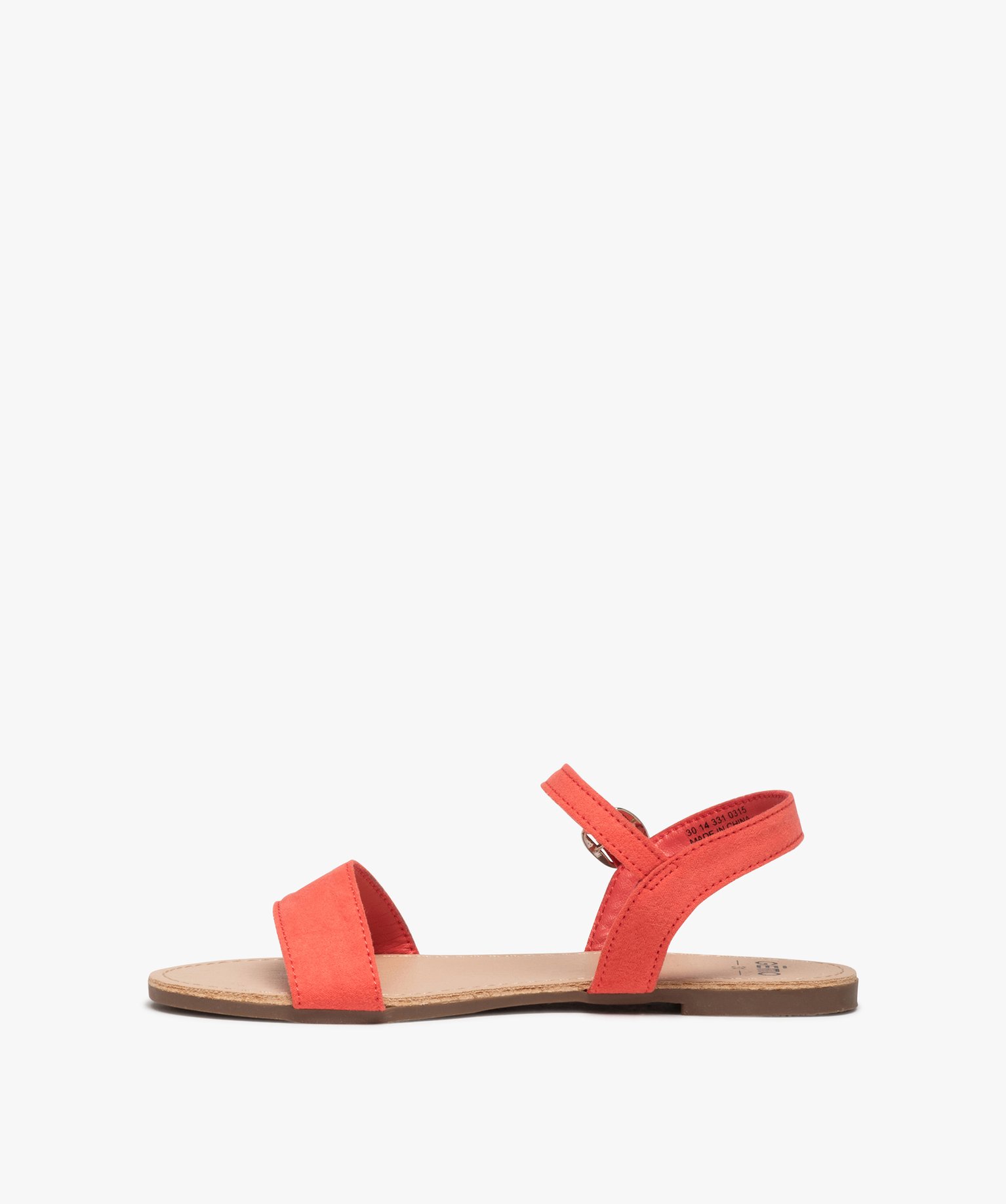 Sandales fille à brides en suédine unie rose | GEMO