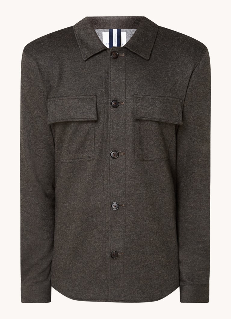 Camicia-giacca Profuomo a vestibilità classica in misto lana con tasche sul petto.