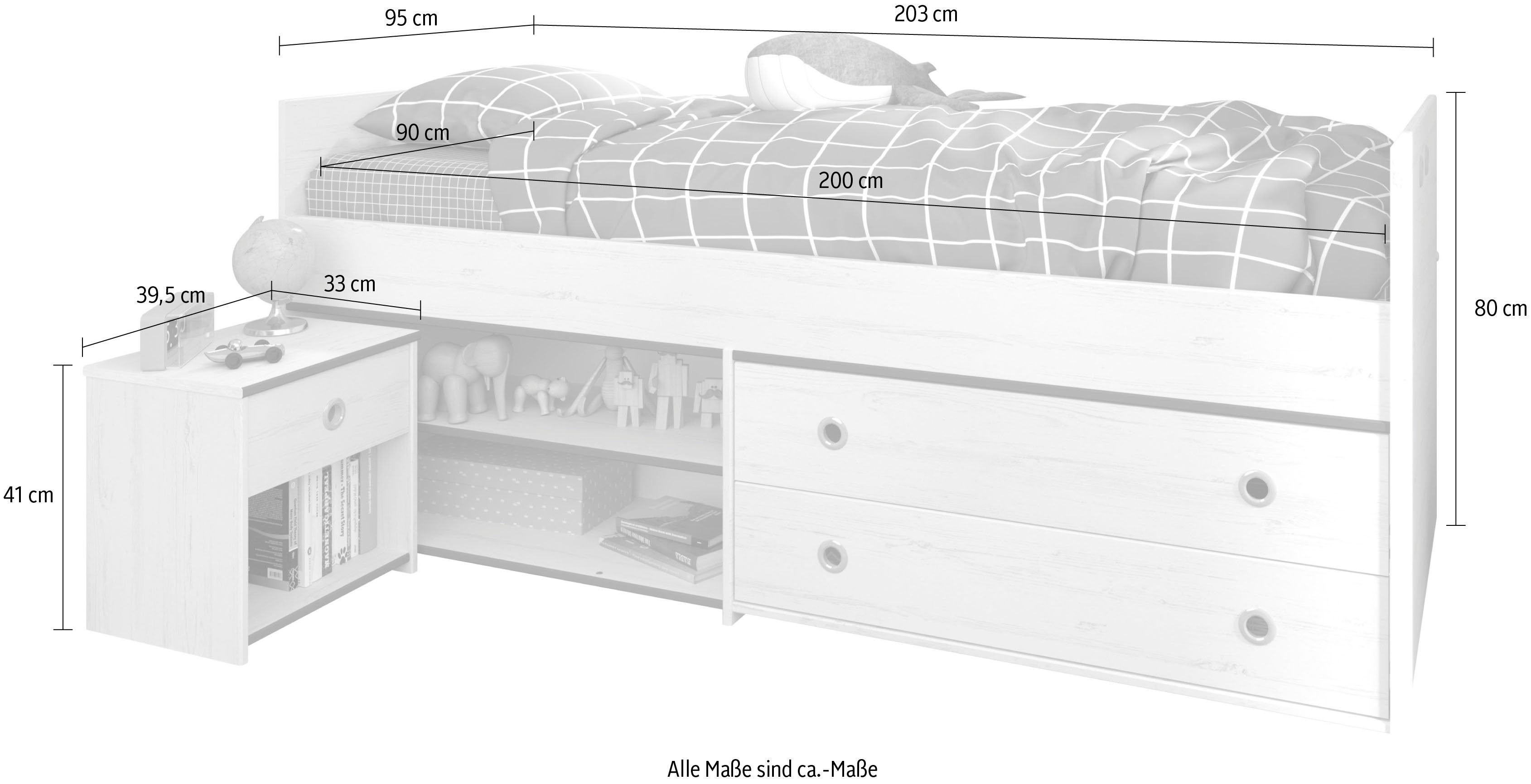 Parisot Jugendzimmer-Set Smoozy, (2-St., Kleiderstange, Schreibtisch und Regal mit Vorhang)