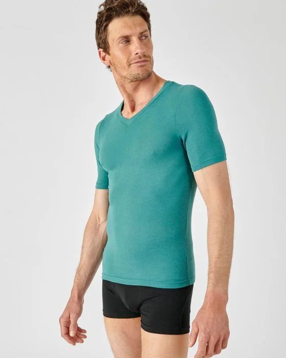 T-shirt col V fine côte Thermolactyl Sensitive, manches courtes