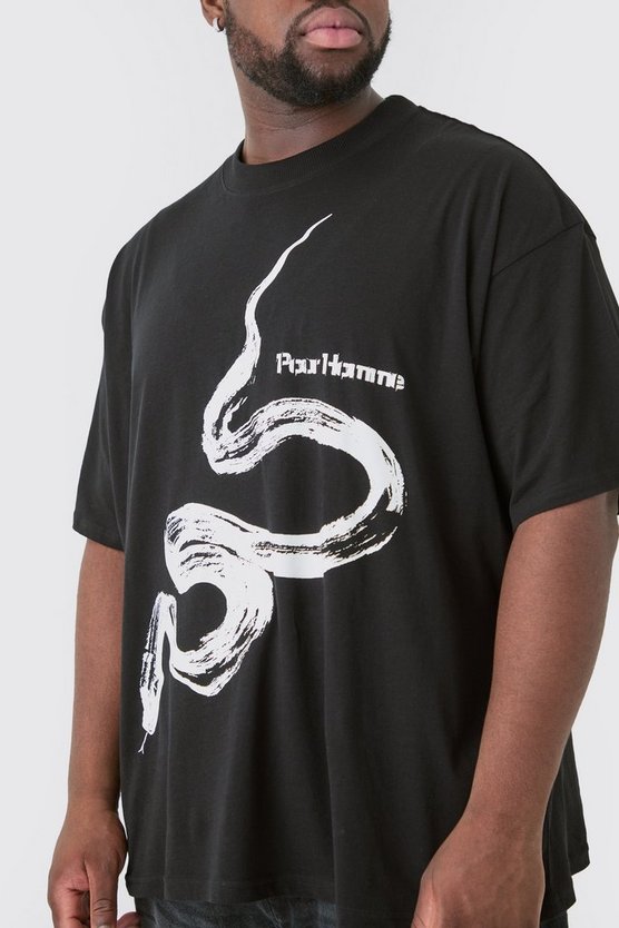 Plus Oversize T-Shirt mit Pour Homme Schlagenprint