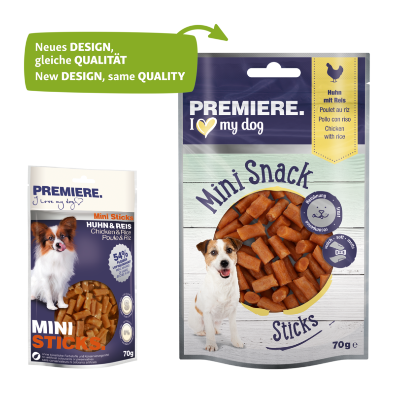 PREMIERE Snacks PREMIERE Mini Sticks Huhn und Reis 70 g