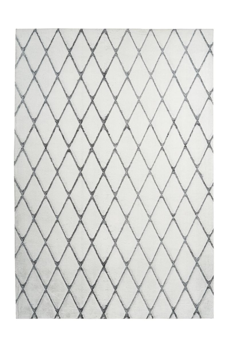 megusta 3D-Hochflorteppich Weiß / Anthrazit 80cm x 150cm