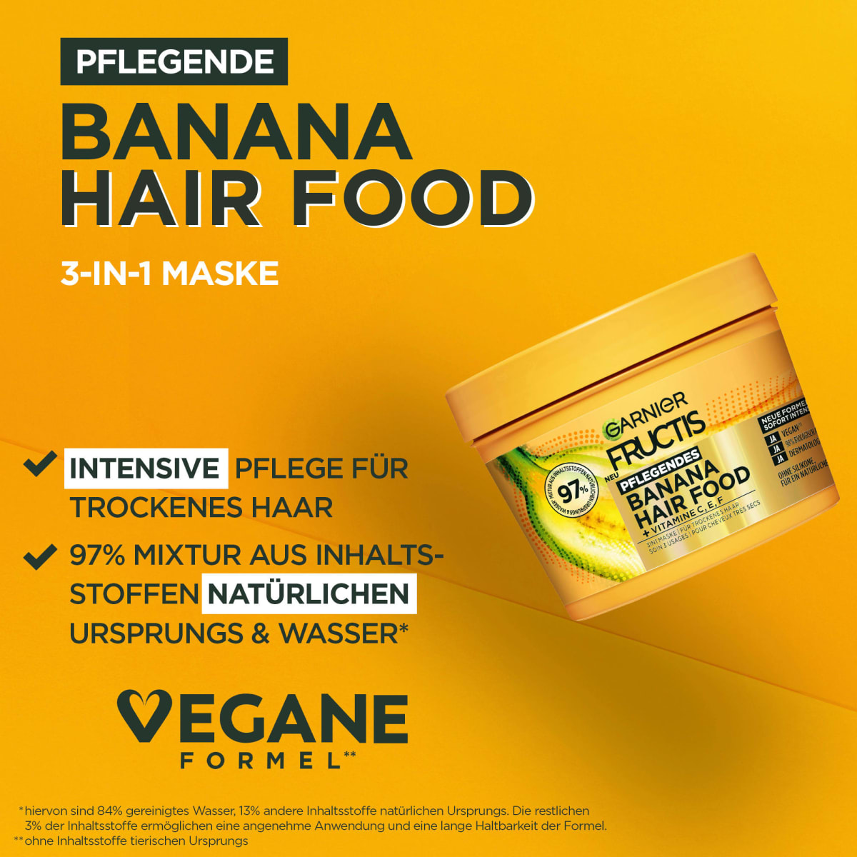 Haarkur Banana Hair Food 3in1 Maske, 400 ml