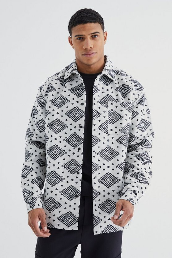 Langärmliges Oversize Jacquard Overshirt