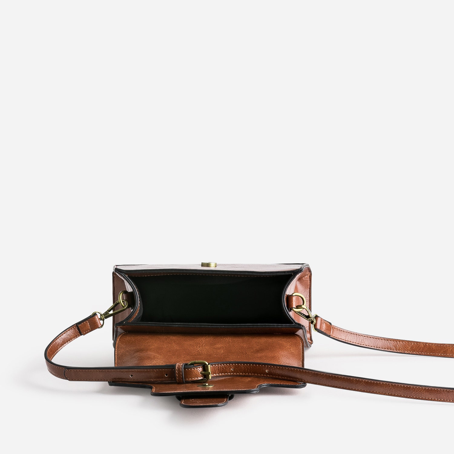 Sac à main cognac forme trapèze