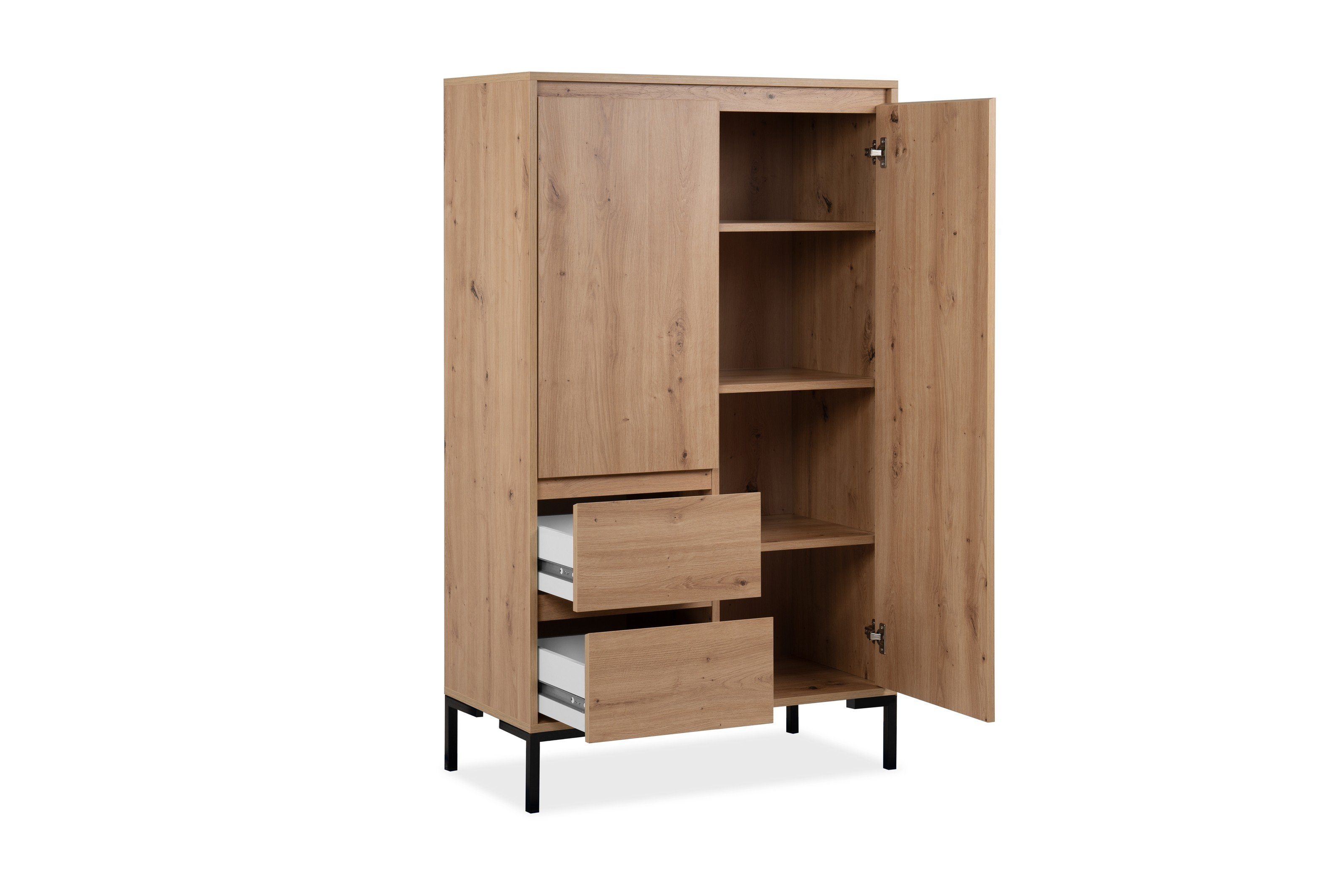 möbelando Highboard Korsika (BxHxT: 81x139x40 cm), in Dekor Artisan Oak