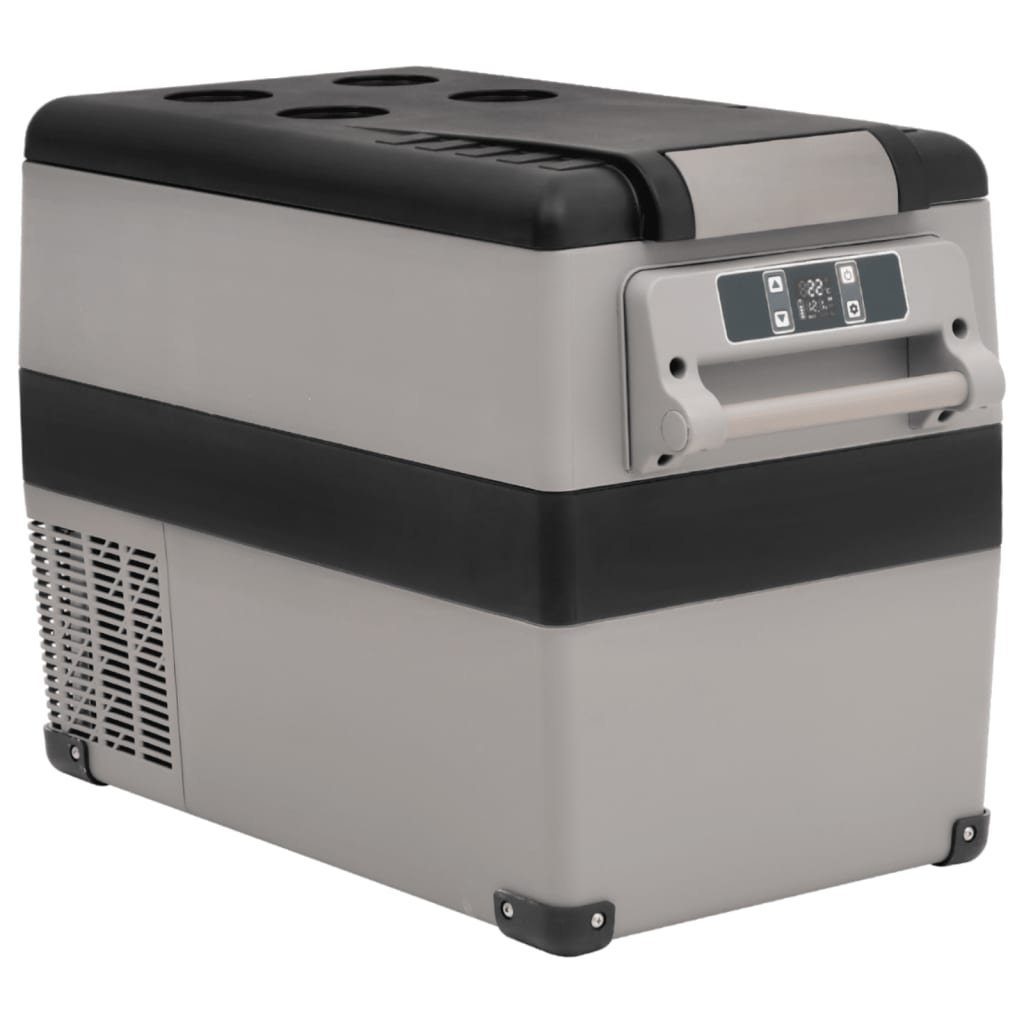 vidaXL Kühlbox Kompressor Kühlbox mit Griff und Adapter Schwarz und Grau 35 L Camping