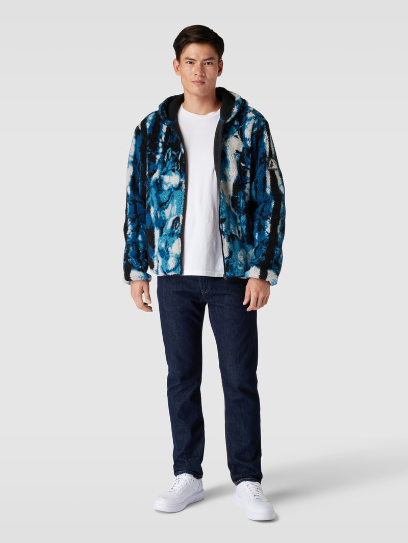 Fleecejacke mit Kapuze Modell 'BEAR' in lagune