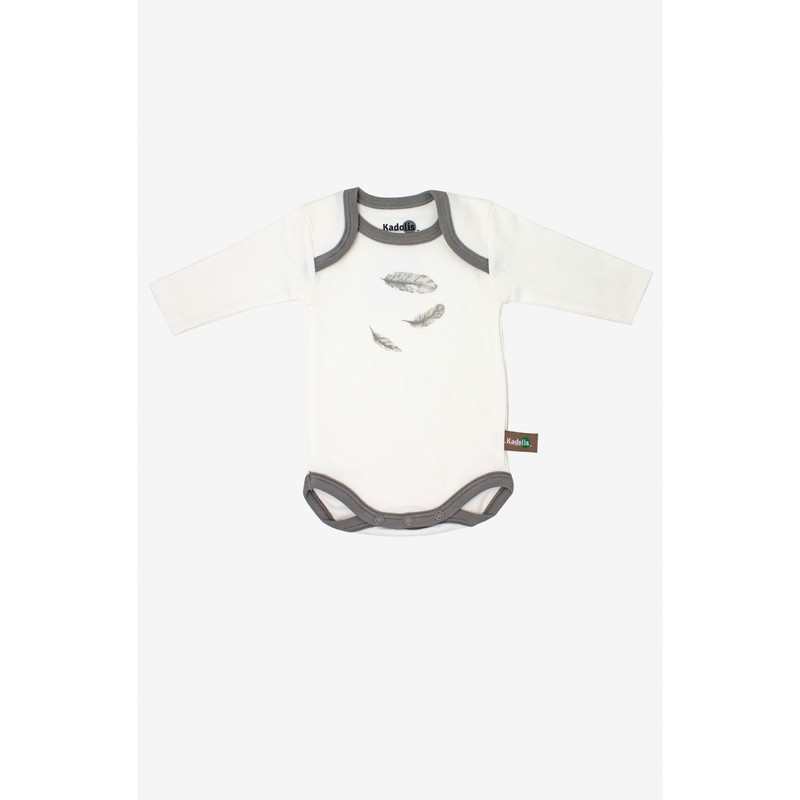 Lot de 3 Body manches longues en Coton Bio à motifs plumes