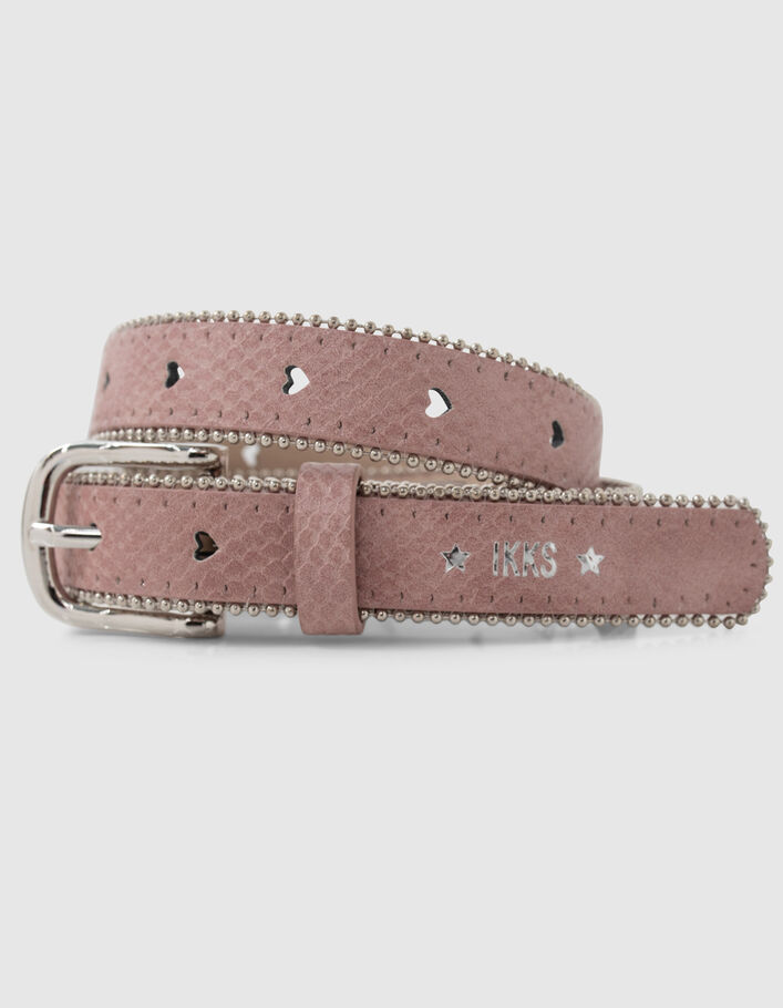 Ceinture rose ajourée coeurs et microbilles fille