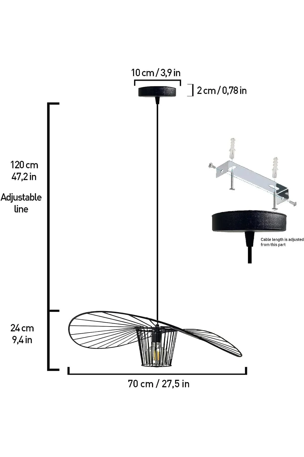 Bamyum  Pendelleuchte Orvelte, 70 cm, Moderne Lampe