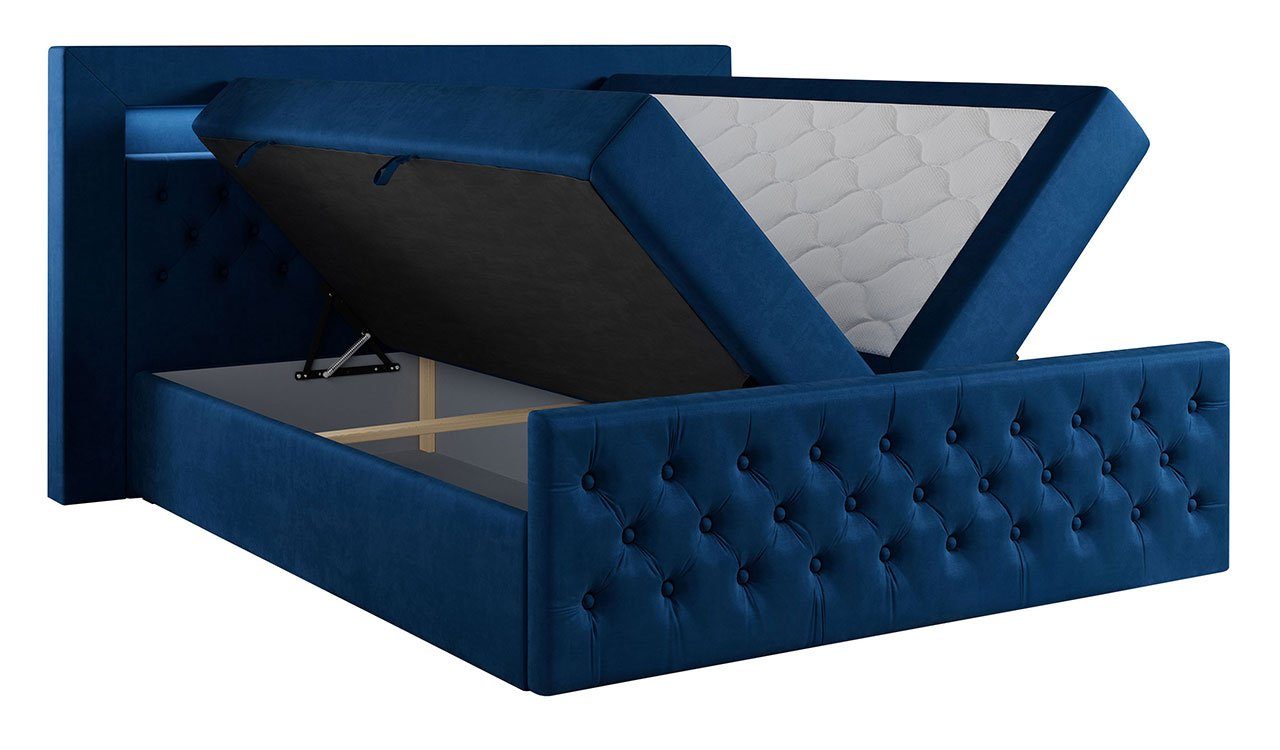 MKS MÖBEL Boxspringbett GOLD9, Doppelbett mit Multipocket-Matratze und Topper - Polsterbett