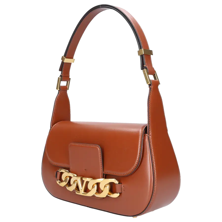 Valentino Garavani - Handtasche VLOGO CHAIN Kalbsleder - braun