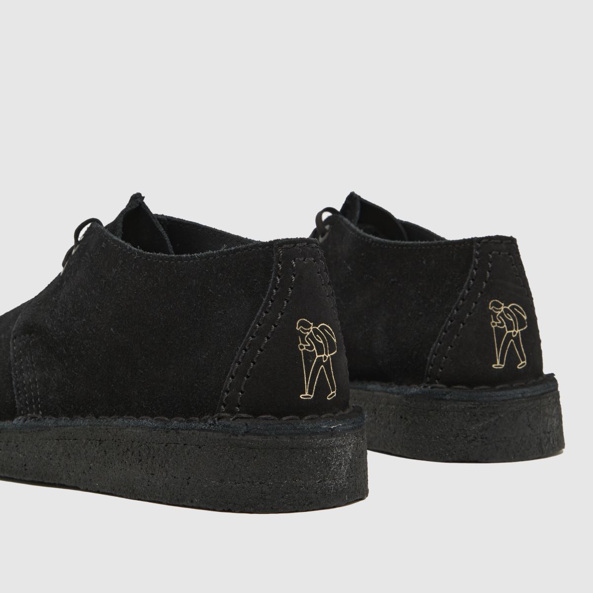 Clarks Originals – Svarta platta skor i Desert Trek-modell