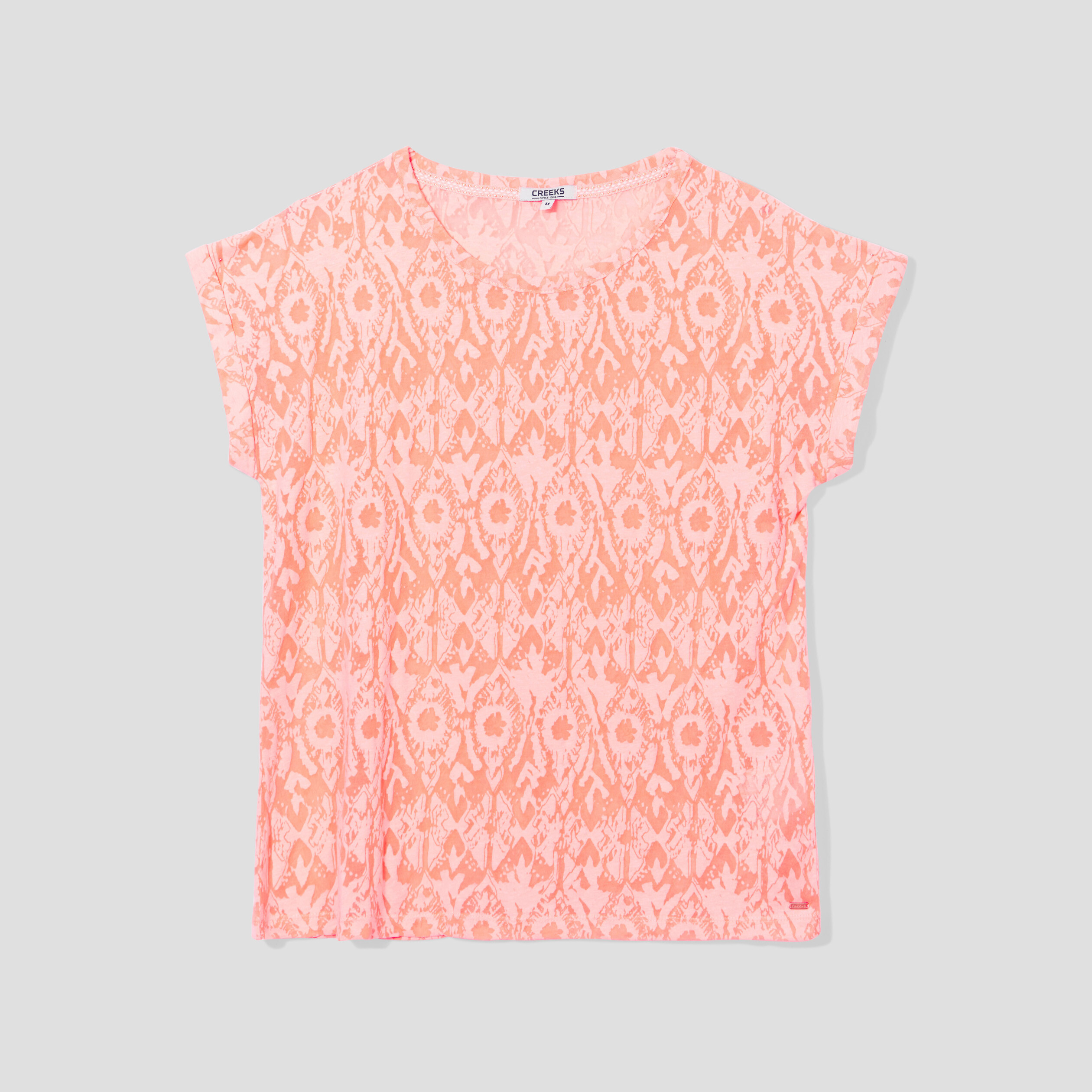 T-shirt ajusté manches courtes Creeks orange fluo femme | La Halle