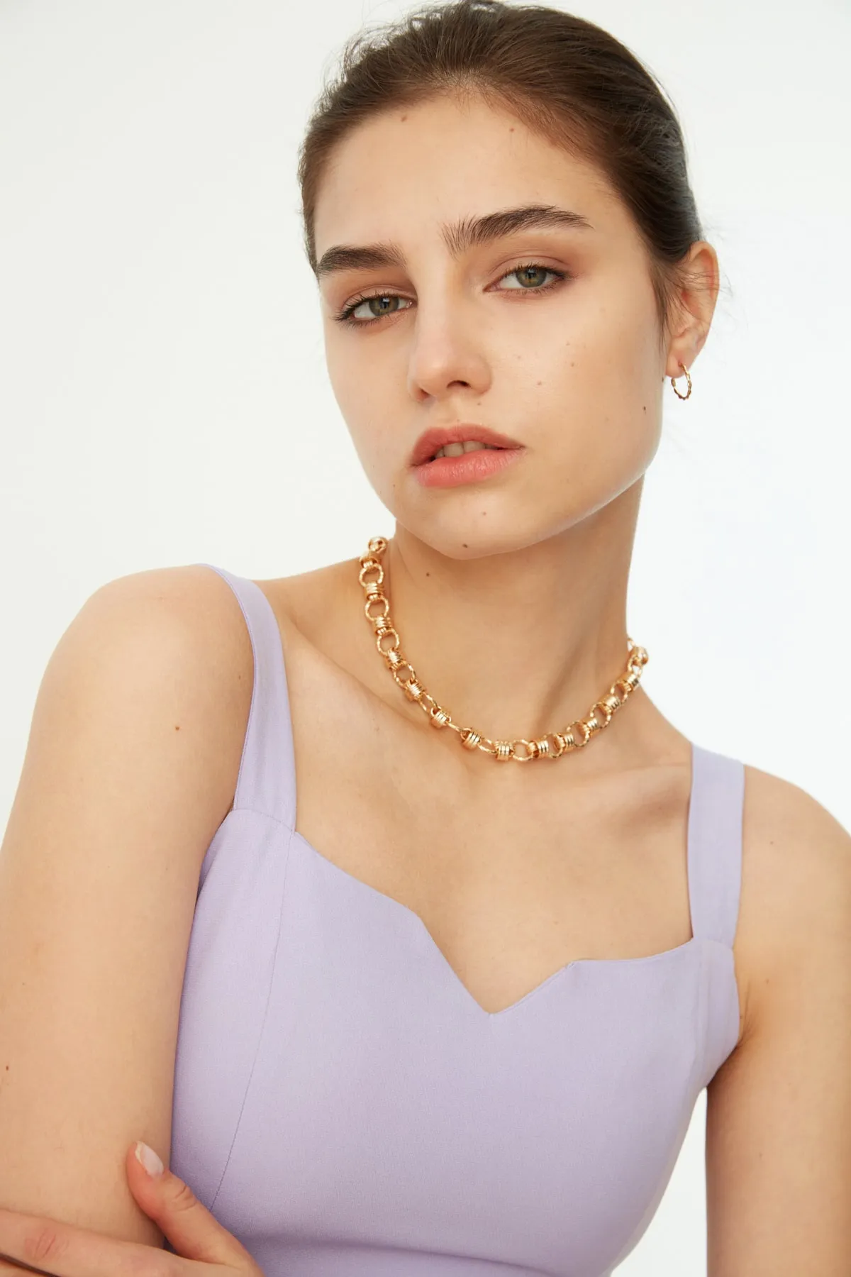 Trendyol Collection  Lila gewebtes Kleid mit Schlitz TWOSS19BB0216