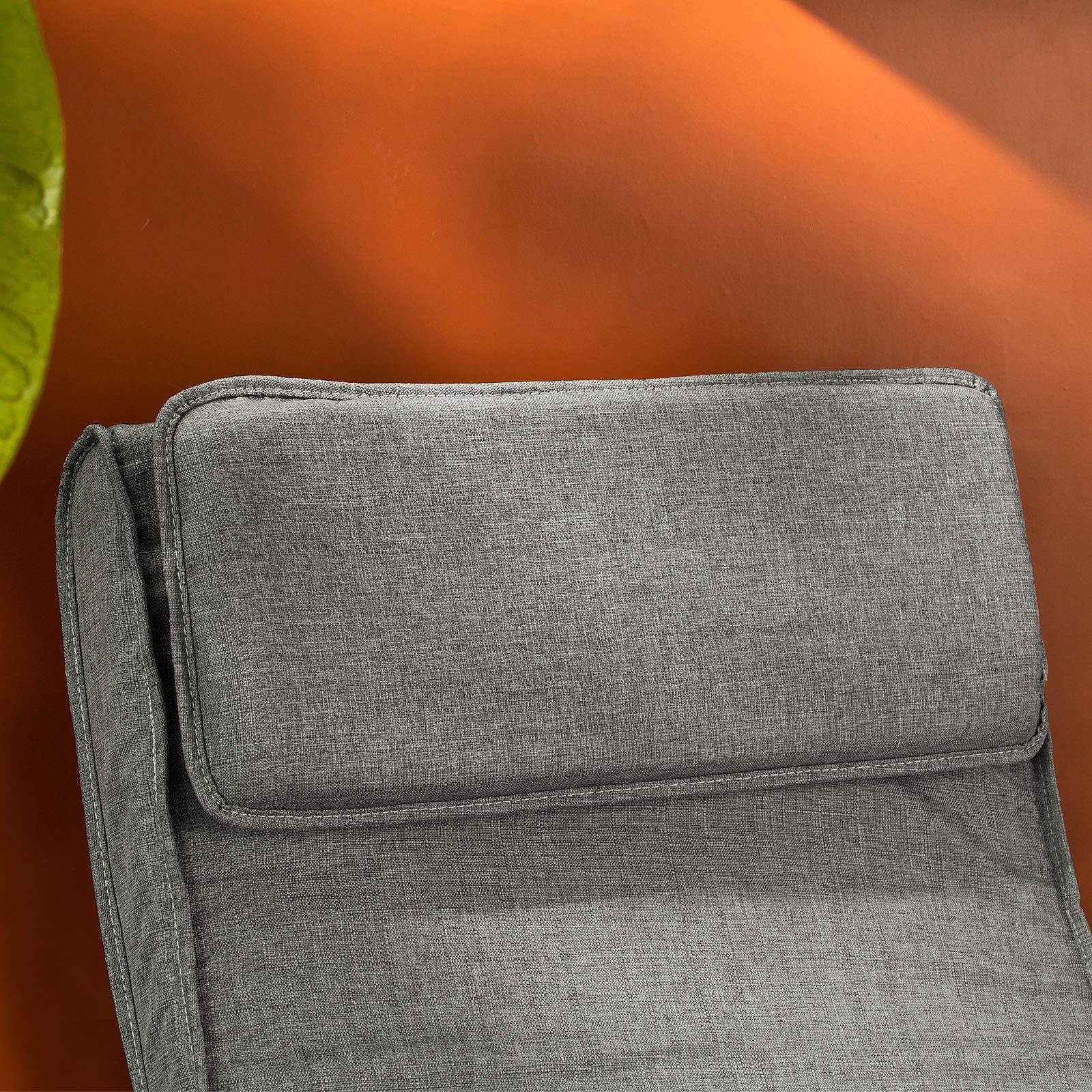 SoBuy Schaukelstuhl FST18, Schwingsessel Relaxsessel mit Tasche 5-Fach verstellbares Fußteil