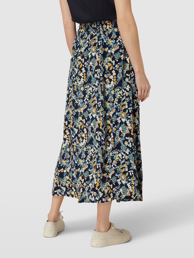 Maxirock mit Allover-Muster Modell 'Blurry' in marineblau