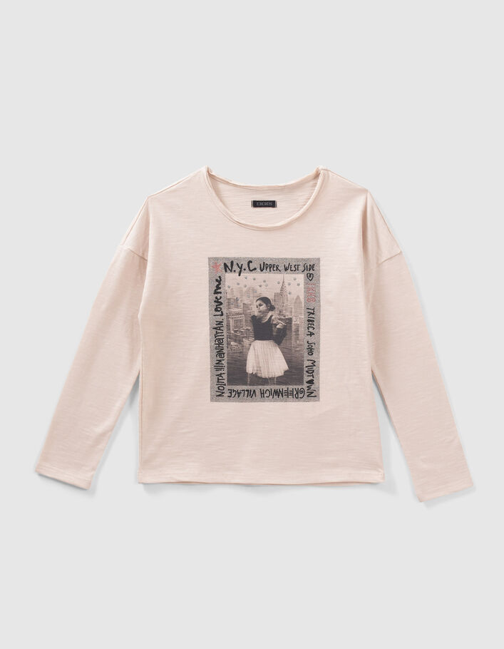 T-shirt beige coton bio visuel danseuse fille