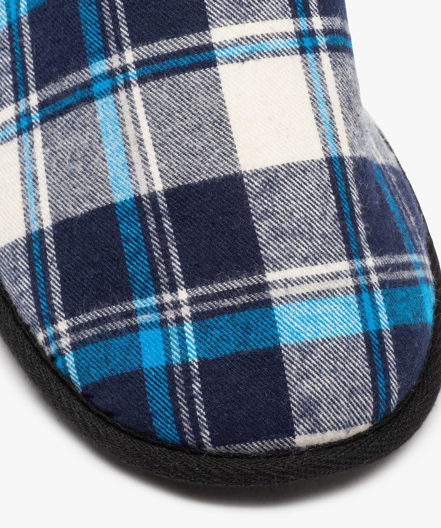Chaussons homme mules plates à carreaux bleu | GEMO